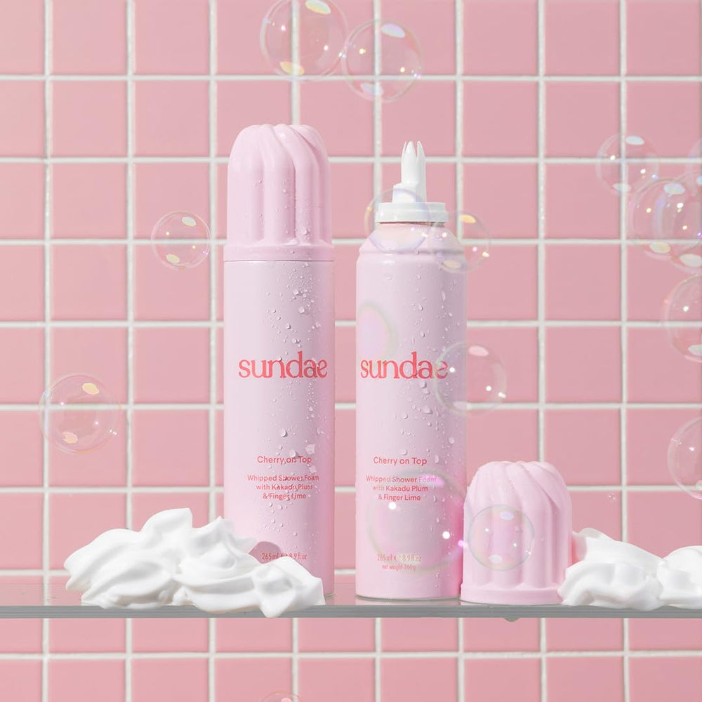 Sundae Cherry On Top close-up highlights fluffy lather and cherry fragrance.