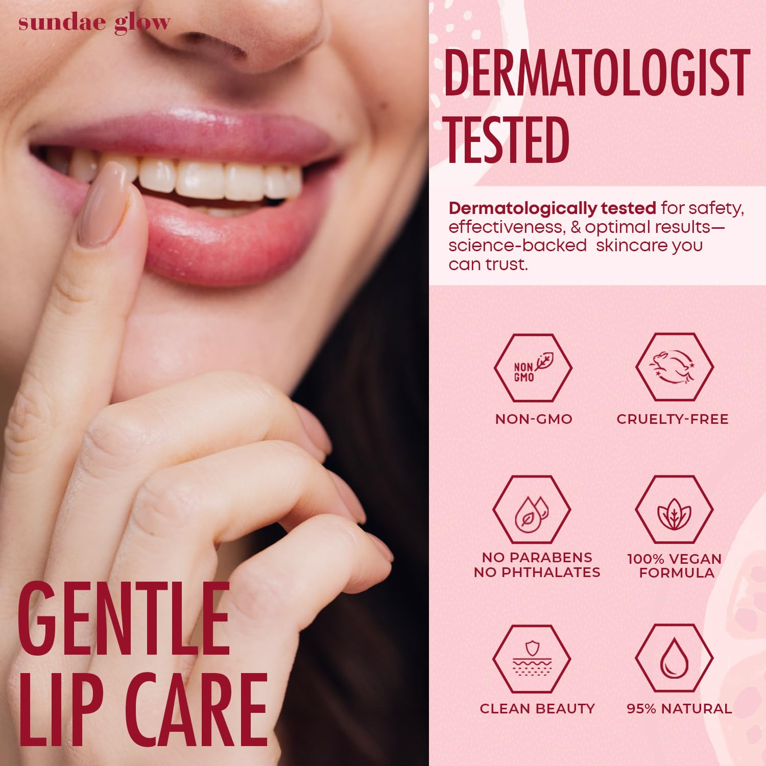 Sundae Glow night routine application image highlights simple effective lip care before bed.