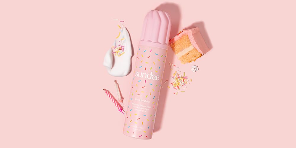 Sundae Whipped Shower Foam Birthday Cake packaging highlights Australian-made vegan cruelty-free commitment