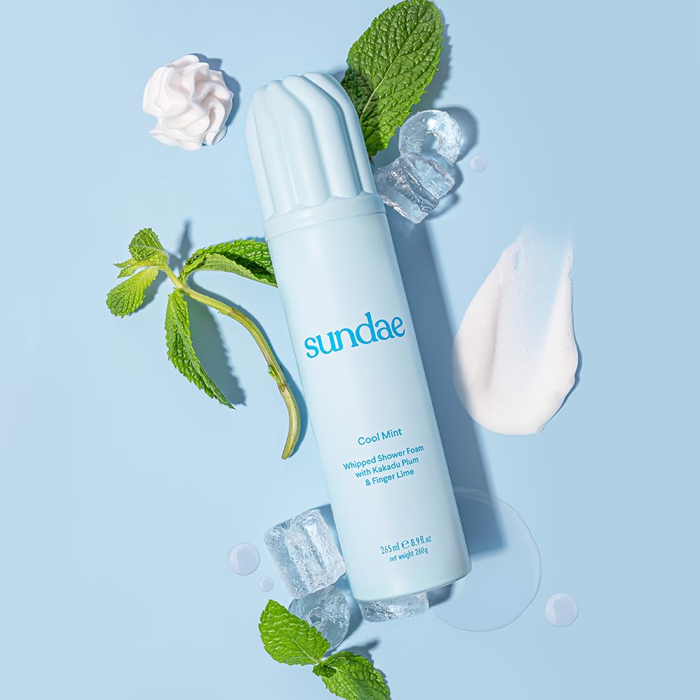 Sundae whipped shower foam Cool Mint ingredients featuring Kakadu Plum and Finger Lime