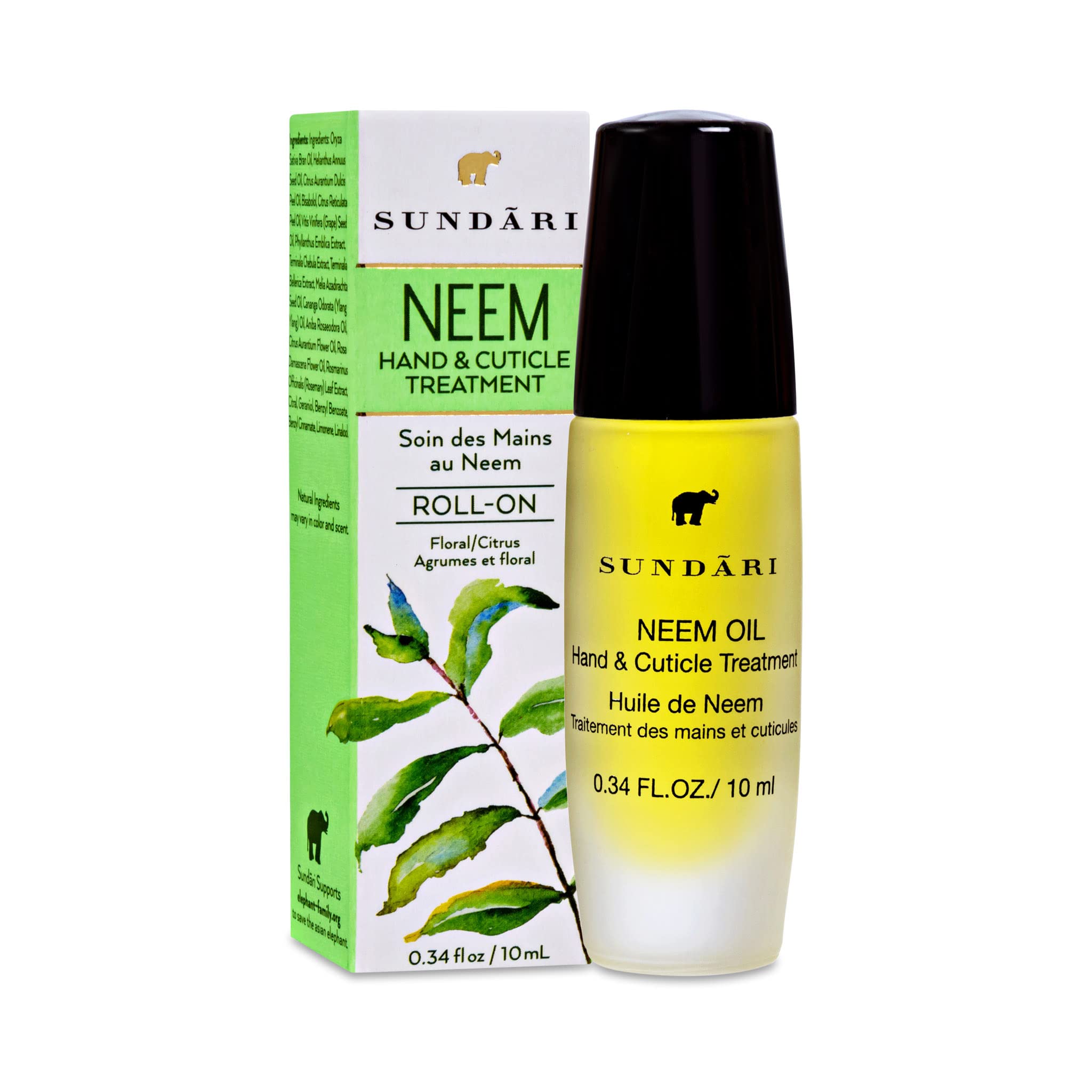 SUNDARI Neem Hand & Cuticle Oil closeup nourishes skin with botanical extracts.