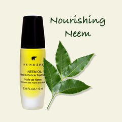 SUNDARI Neem Hand & Cuticle Oil roller delivers mess-free nourishment on the go.