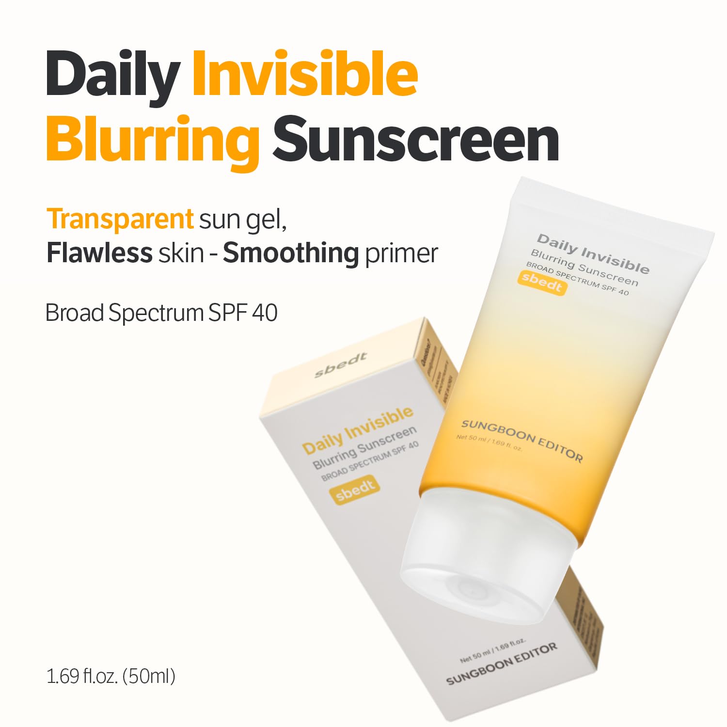 SUNGBOON EDITOR sunscreen texture close-up shows soft-touch and pore-blurring effect.