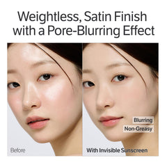 SUNGBOON EDITOR Daily Invisible Sunscreen on skin demonstrates breathable, matte base effect.