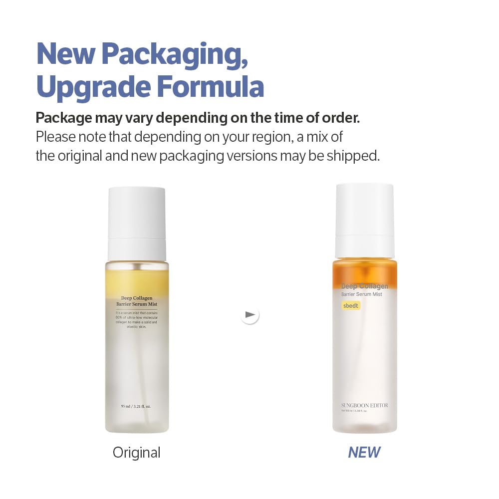 SUNGBOON EDITOR Deep Collagen Barrier Serum Mist close-up label highlighting ingredients.