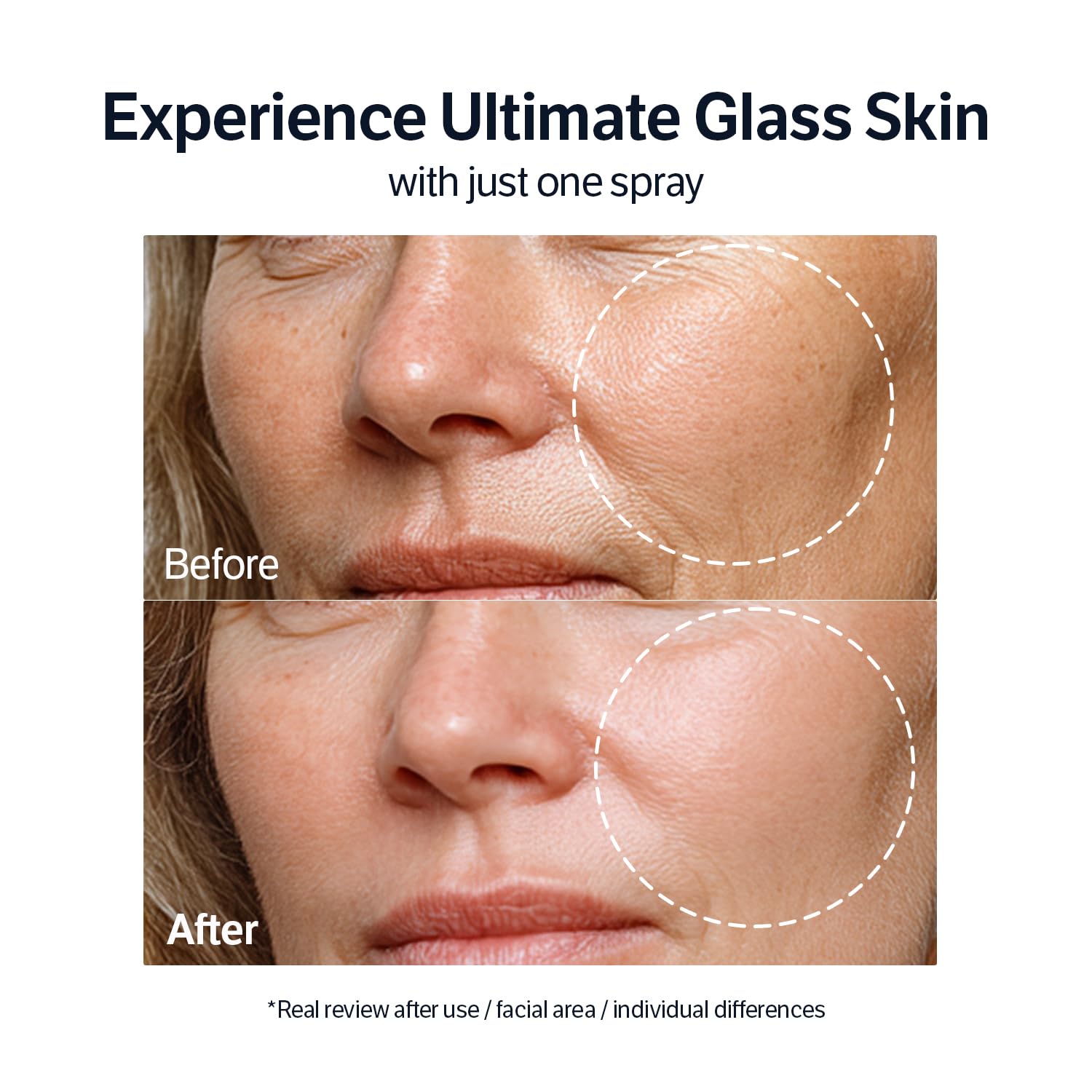 SUNGBOON EDITOR Deep Collagen Barrier Serum Mist dewy-skin close-up after application.