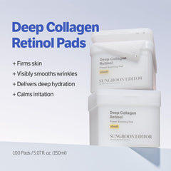 SUNGBOON Editor Deep Collagen Retinol Pads texture-on-face shows smoothing prep for layers