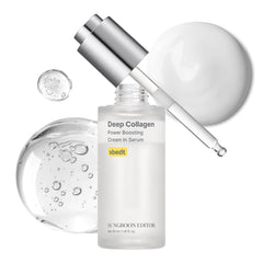 SUNGBOON EDITOR Deep Collagen Wrinkle Filler Serum bottle closeup for firming and hydration.