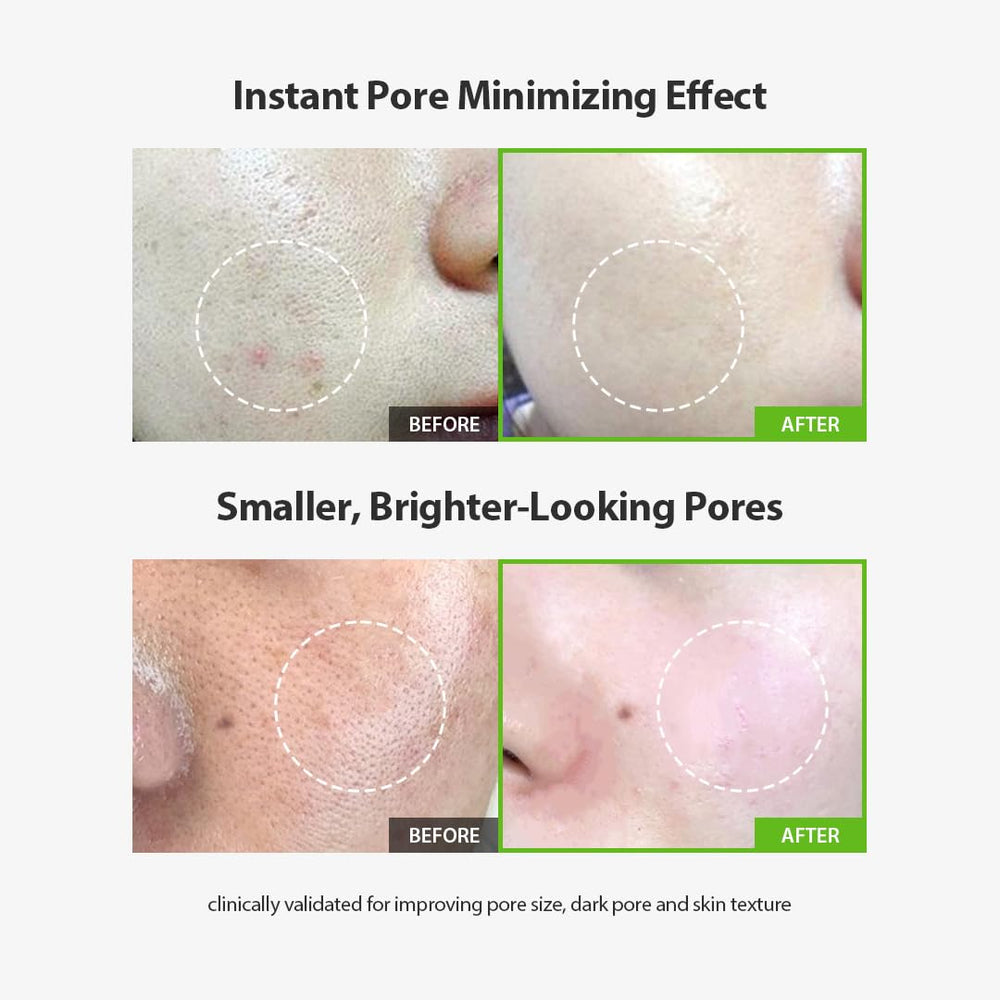 SUNGBOON EDITOR green tomato pore lifting ampoule application shows smooth, refreshed skin after use
