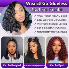 Sungirl 180% density deep-wave wig emphasizes full, voluminous look