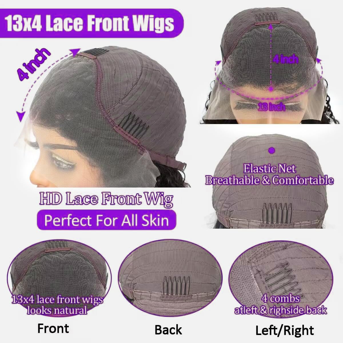 Sungirl glueless lace wig with adjustable straps and combs for secure wear