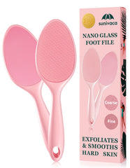 Sunivaca 2-sided glass foot file pink for gentle exfoliation and callus removal.