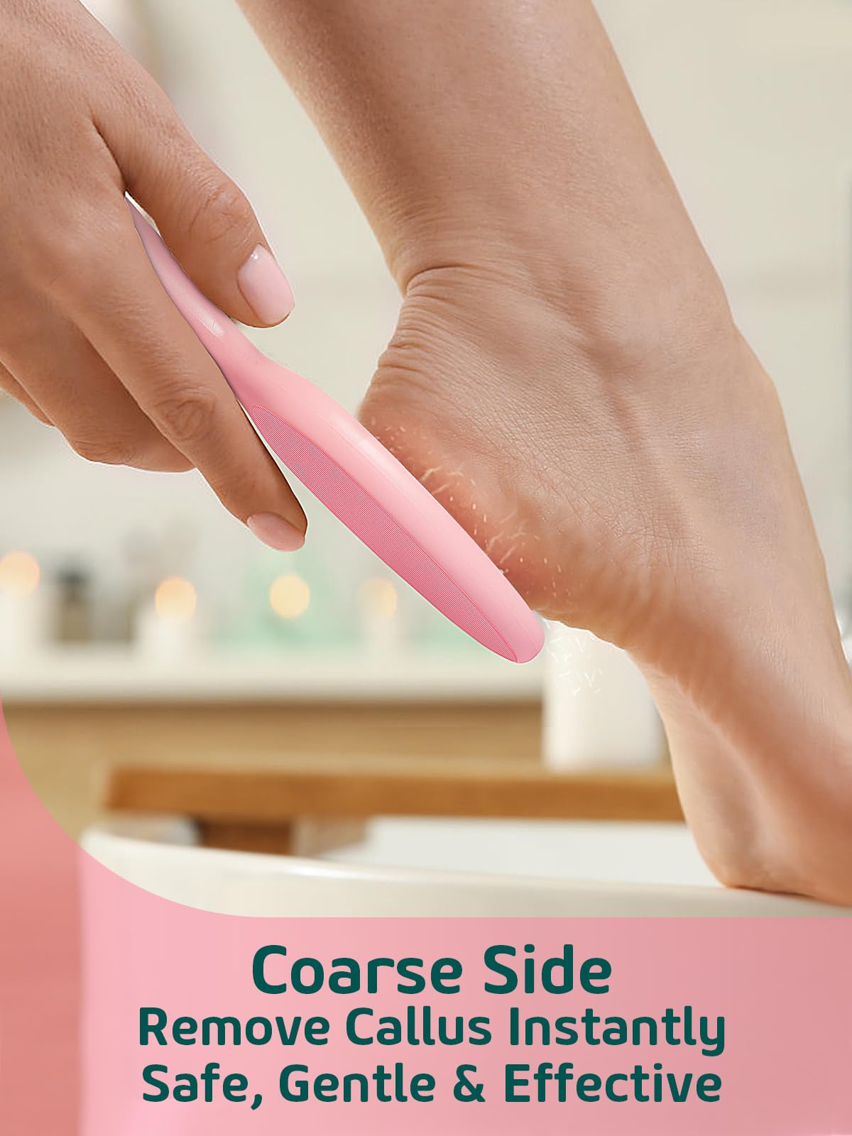 Sunivaca ergonomic foot file pink features enlarged surface for easier control.