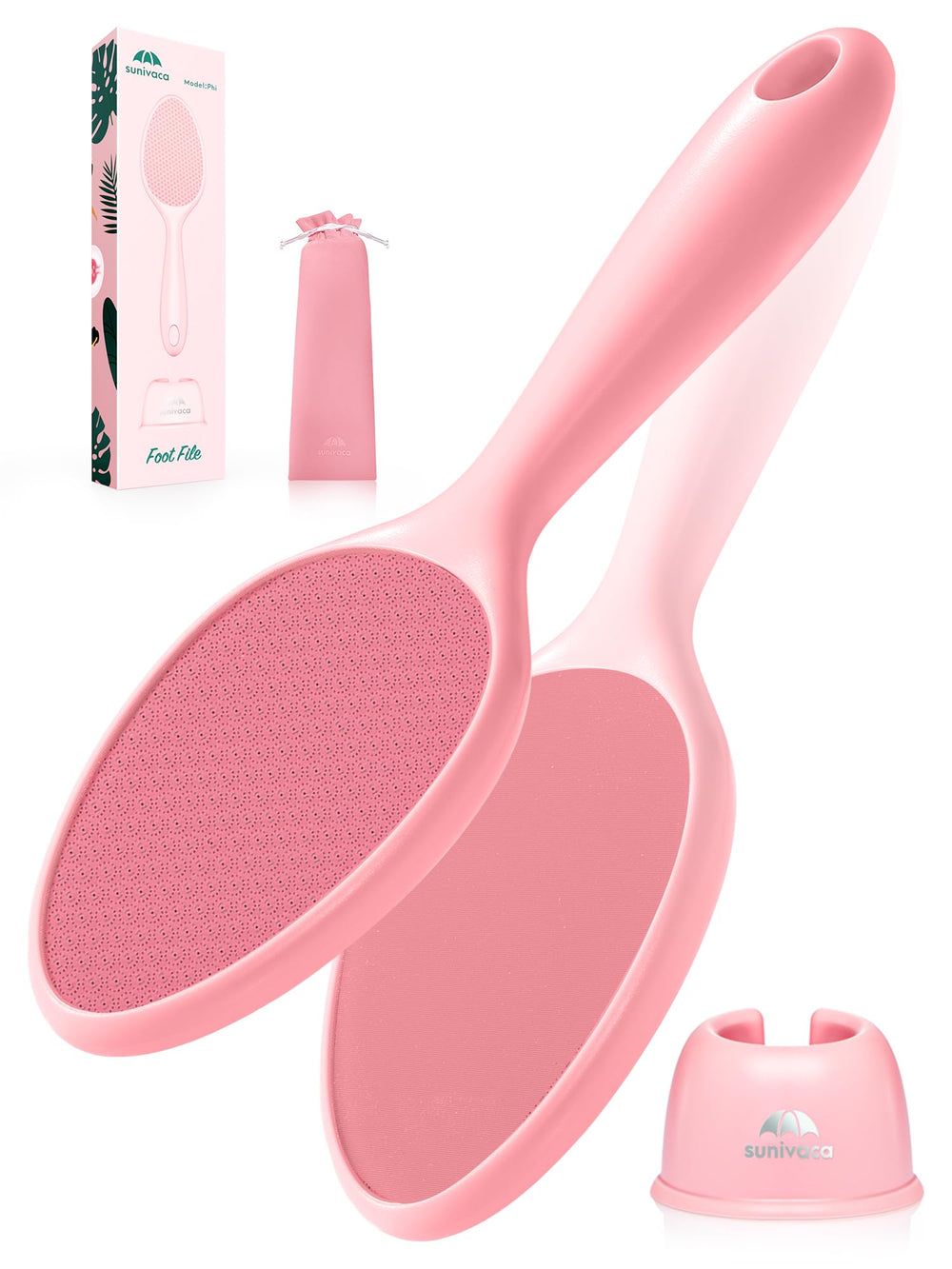 sunivaca front view of glass foot file showing sleek design and gentle exfoliation benefit