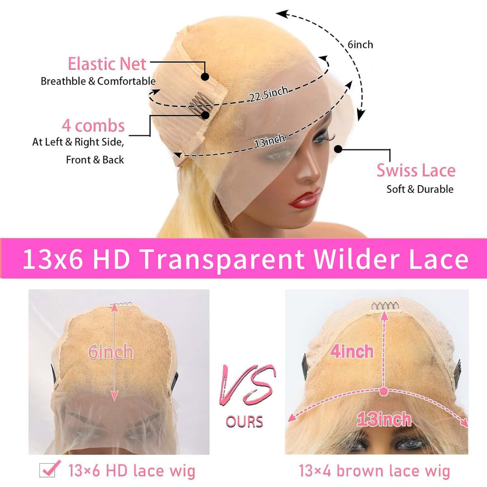 SUNKASA 13x6 HD lace front wig straight blonde hair for versatile styling