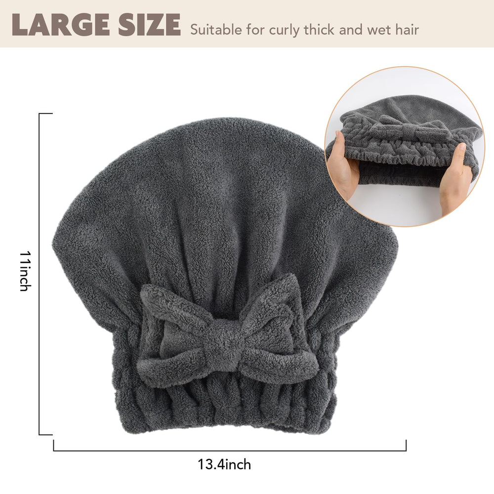 SUNLAND microfiber hair-turban bath cap worn to keep hair secure and cozy
