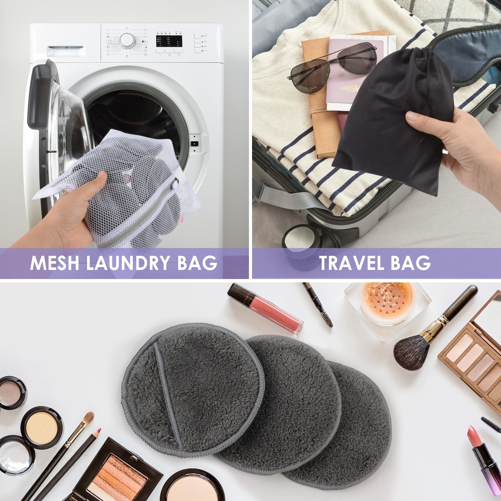 SUNLAND travel bag for pads keeps skincare on the move organized.