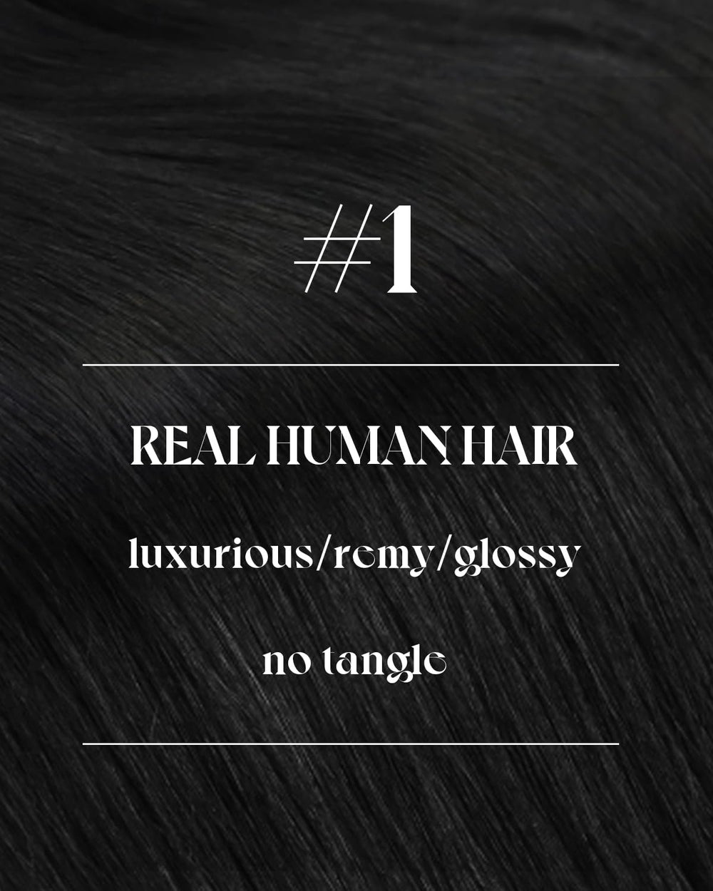 Sunny Hair jet black color-match closeup demonstrates seamless shade blending