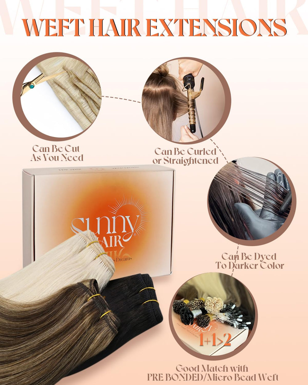 Sunny Hair heat protection image emphasizes safe styling with heat tools