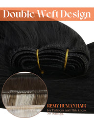 Sunny Hair weft closeup shows double weft durability for long-lasting wear