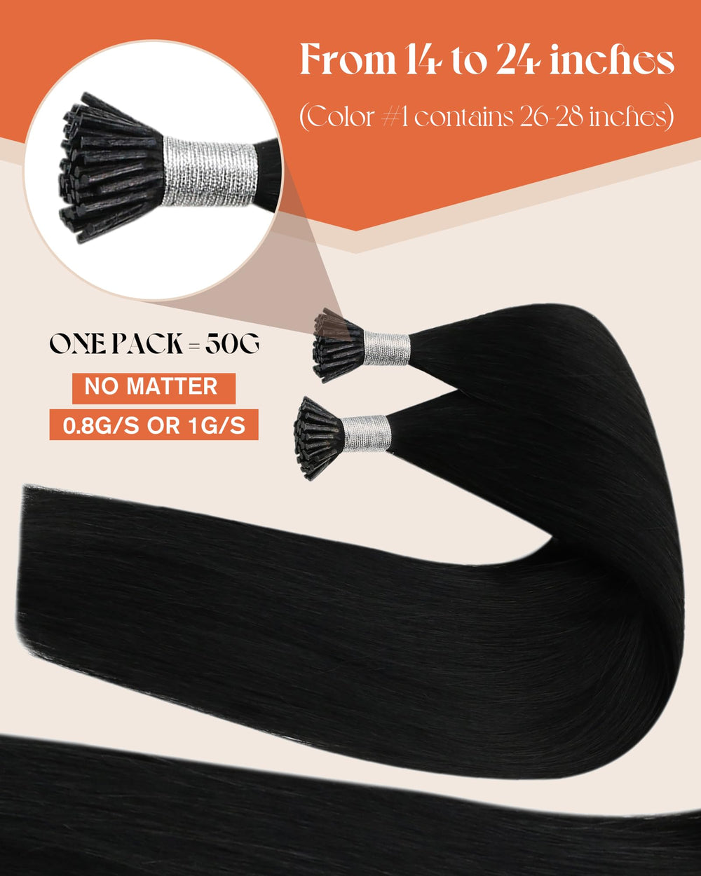 Sunny Hair 50g itip extensions natural blend hair for seamless integration.