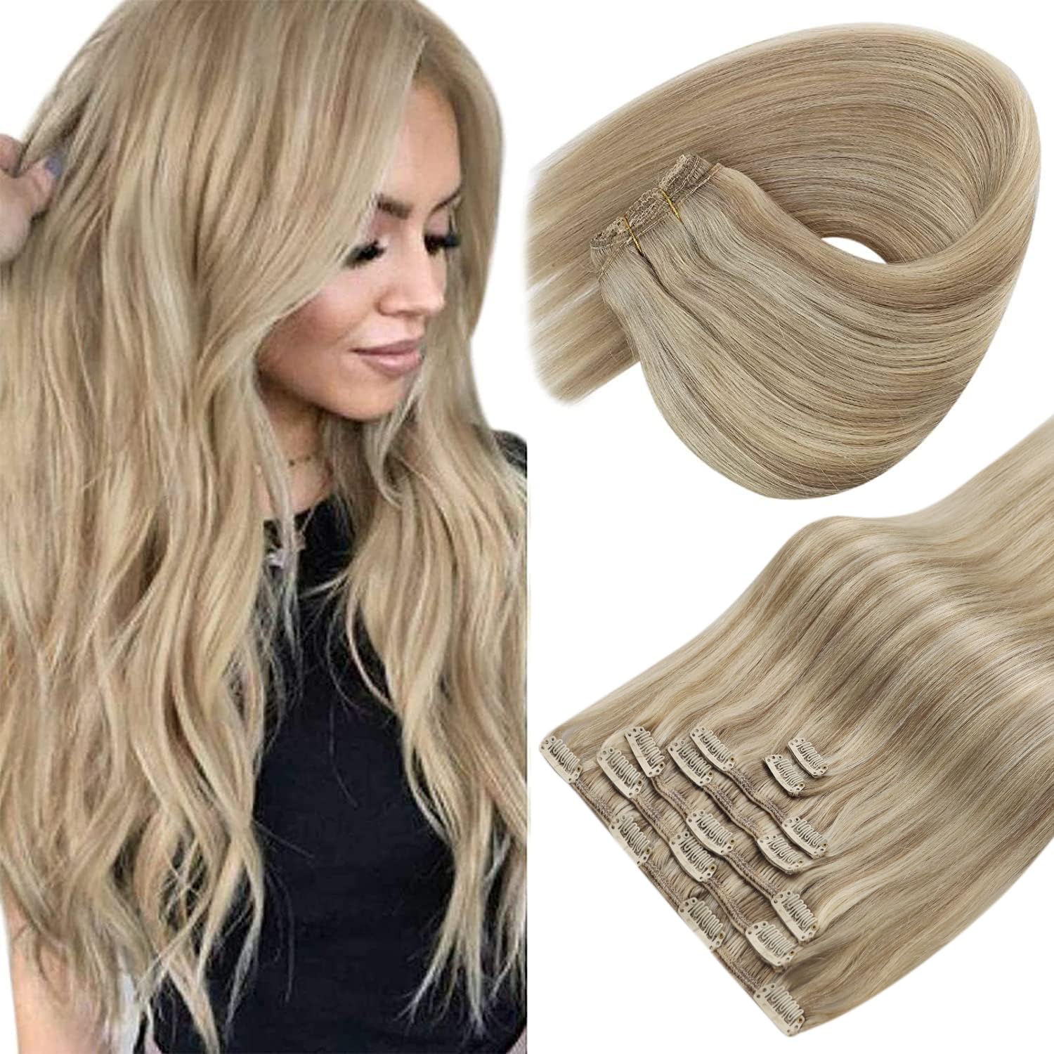 Sunny Hair clip-in extensions straight 16 inch blend naturally with hair