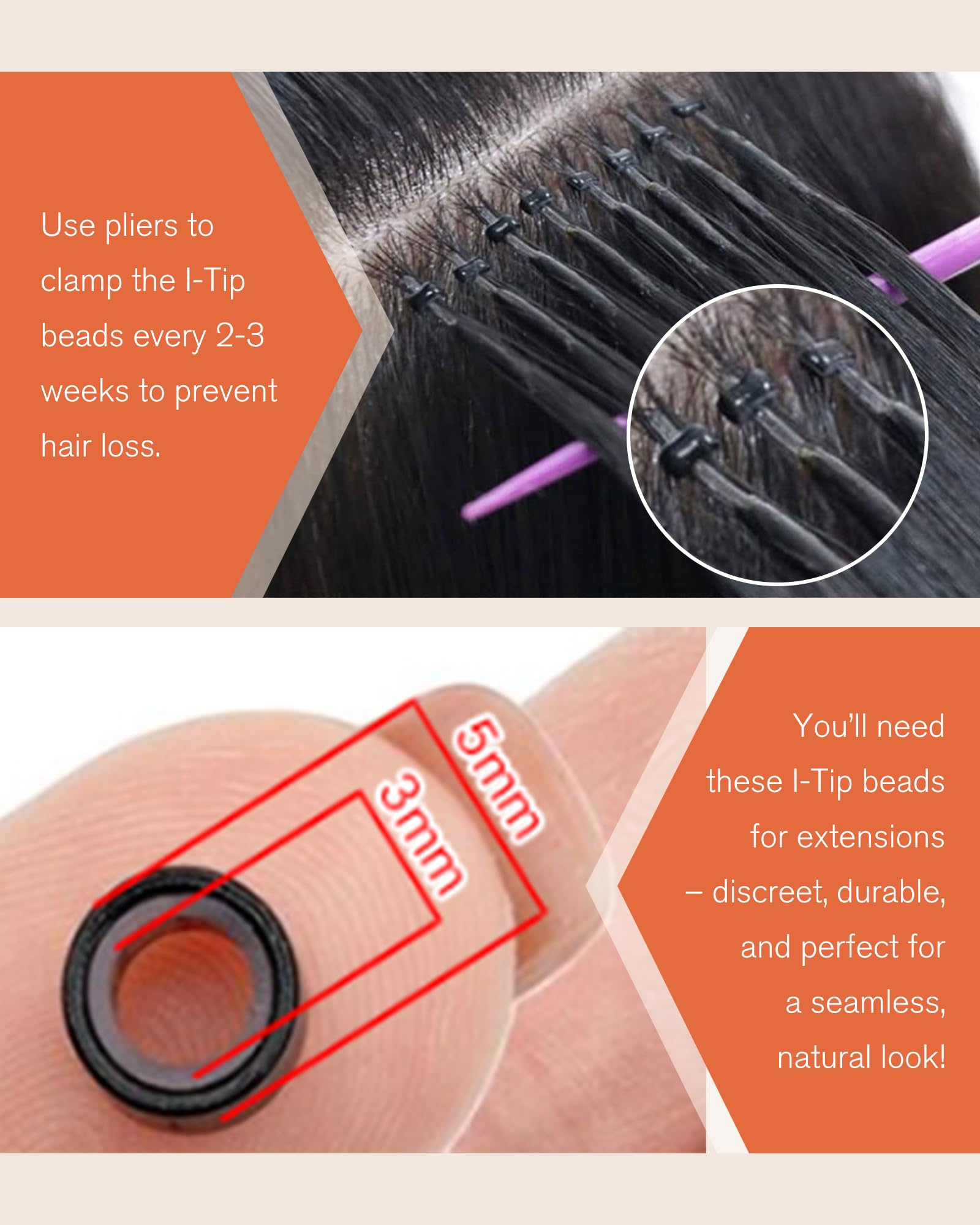 Sunny Hair itip extensions in black for natural-looking color match.