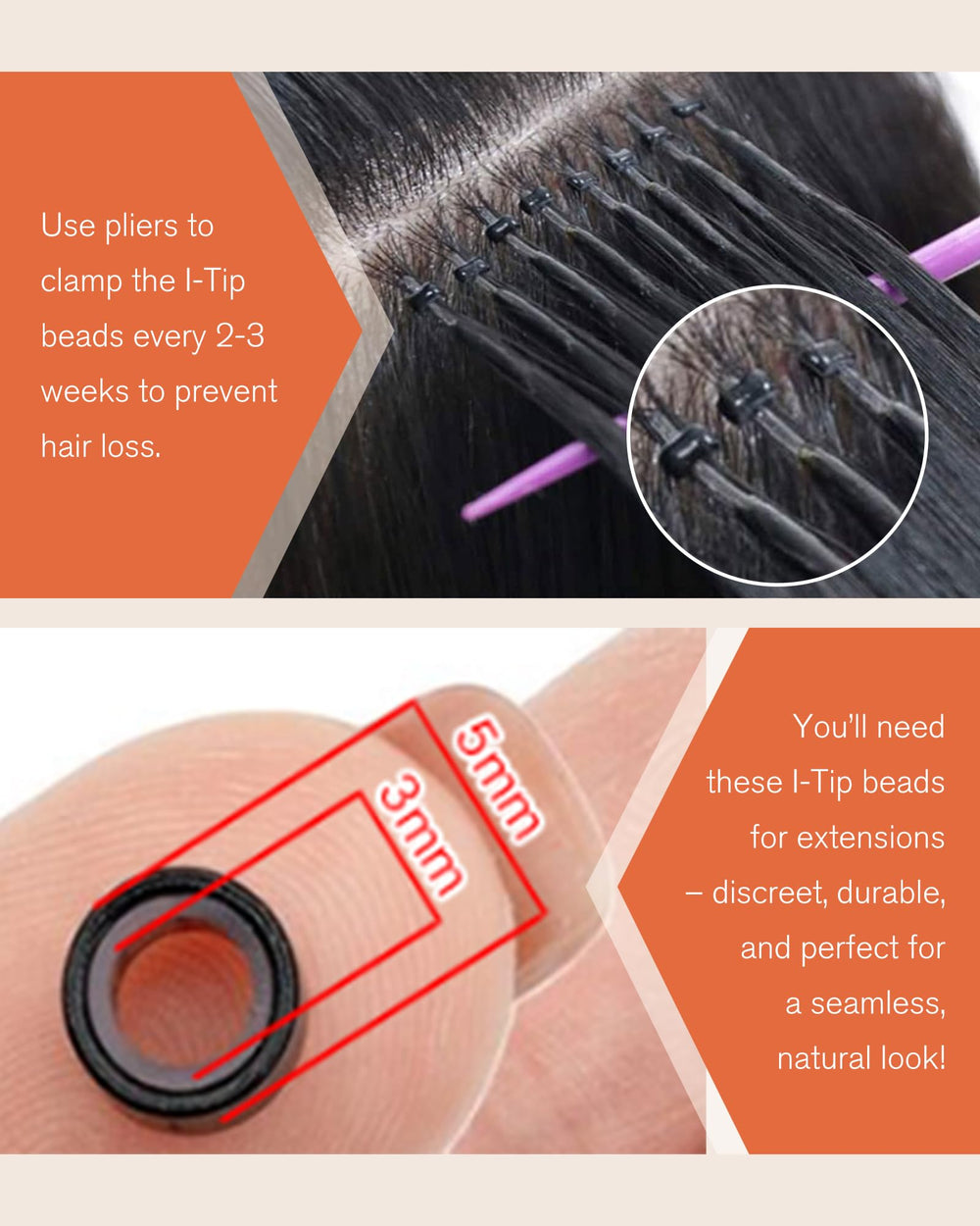 Sunny Hair itip extensions in black for natural-looking color match.