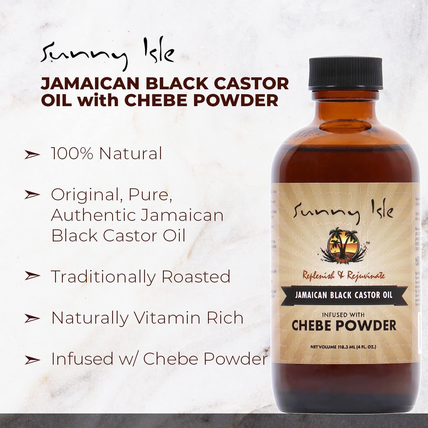 Sunny Isle Jamaican Black Castor Oil seed-origin label emphasizes organic farm sourcing