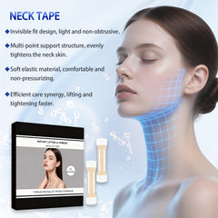 Sunnydeer neck lift tape on neck closeup showing breathable skin-safe fabric