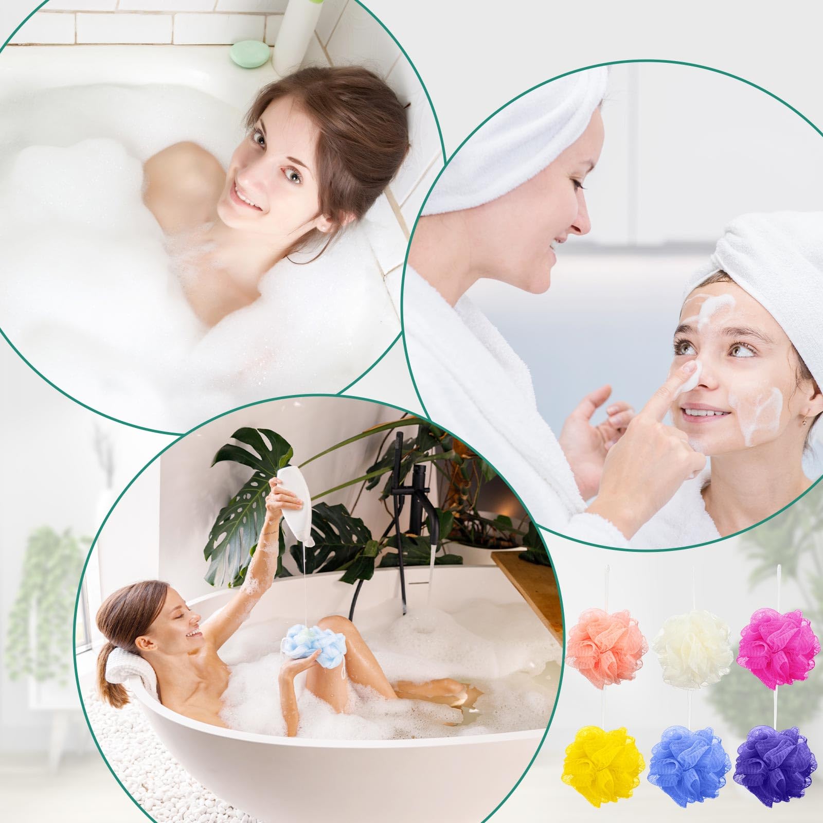 Sunnyray bath sponge bulk pack purple promotes gentle cleansing and travel-friendly use.