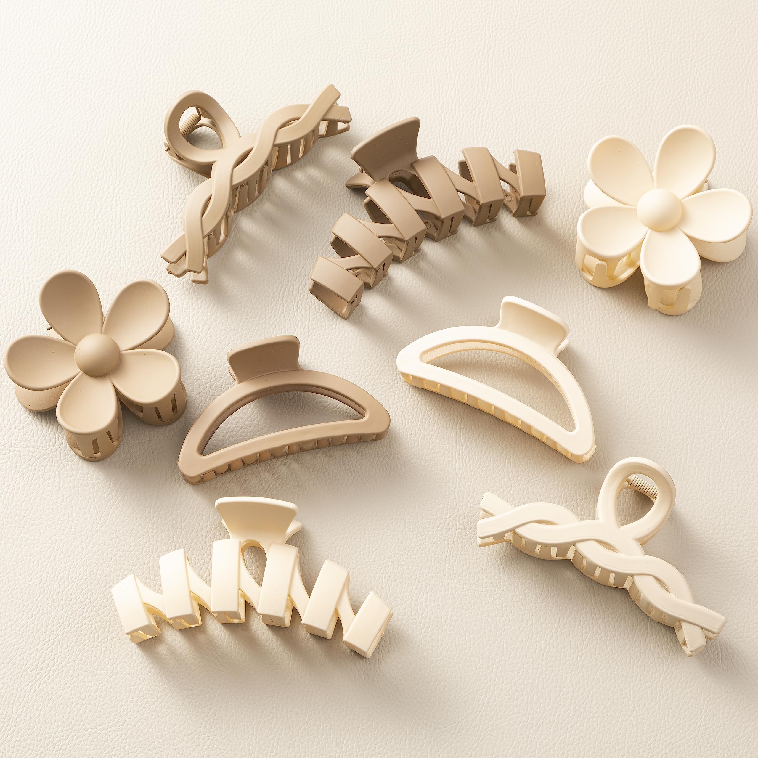 Sunolga 8pcs hair clips pack in cream and beige for versatile styling