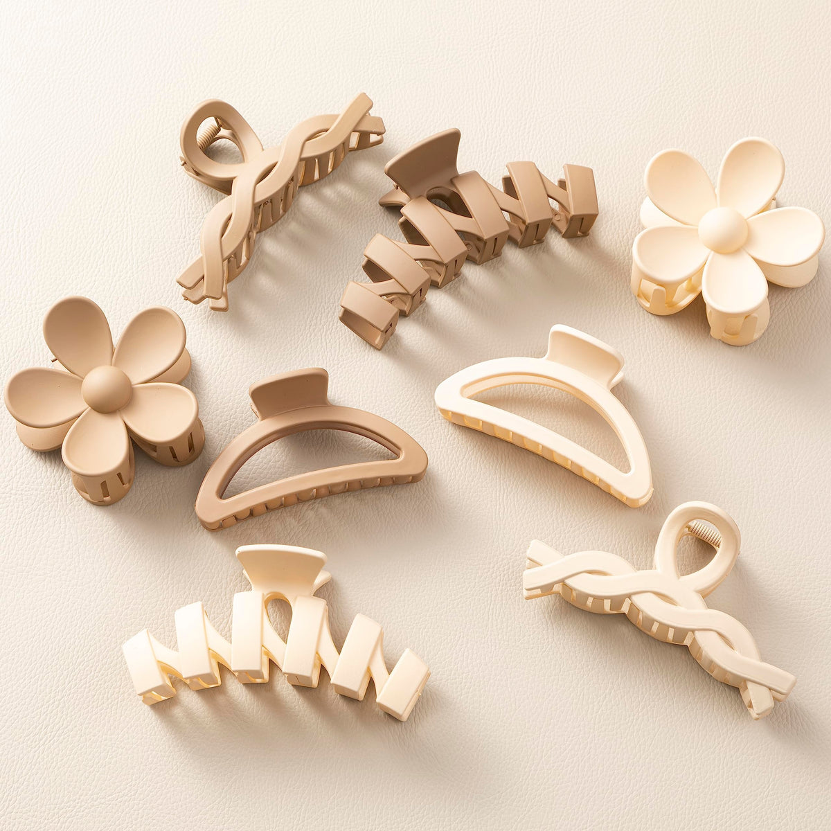 Sunolga 8pcs hair clips pack in cream and beige for versatile styling