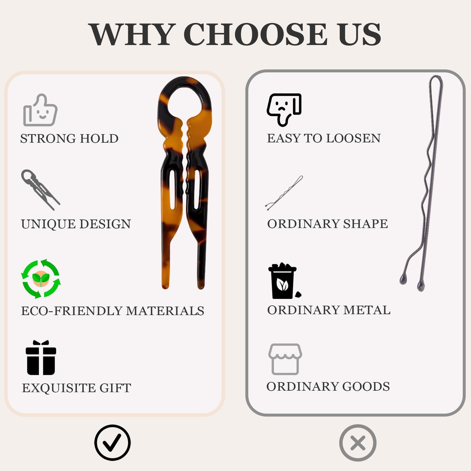 Sunolga hair pin image highlighting smooth edges and snag-free design