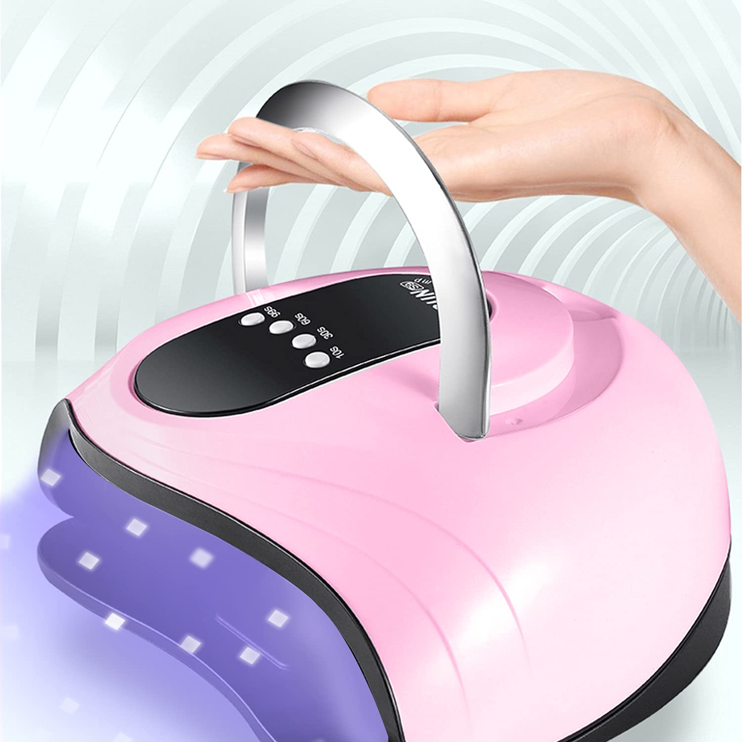 Sunrich UV Gel Nail Lamp detachable base aids toenail curing and cleaner setup