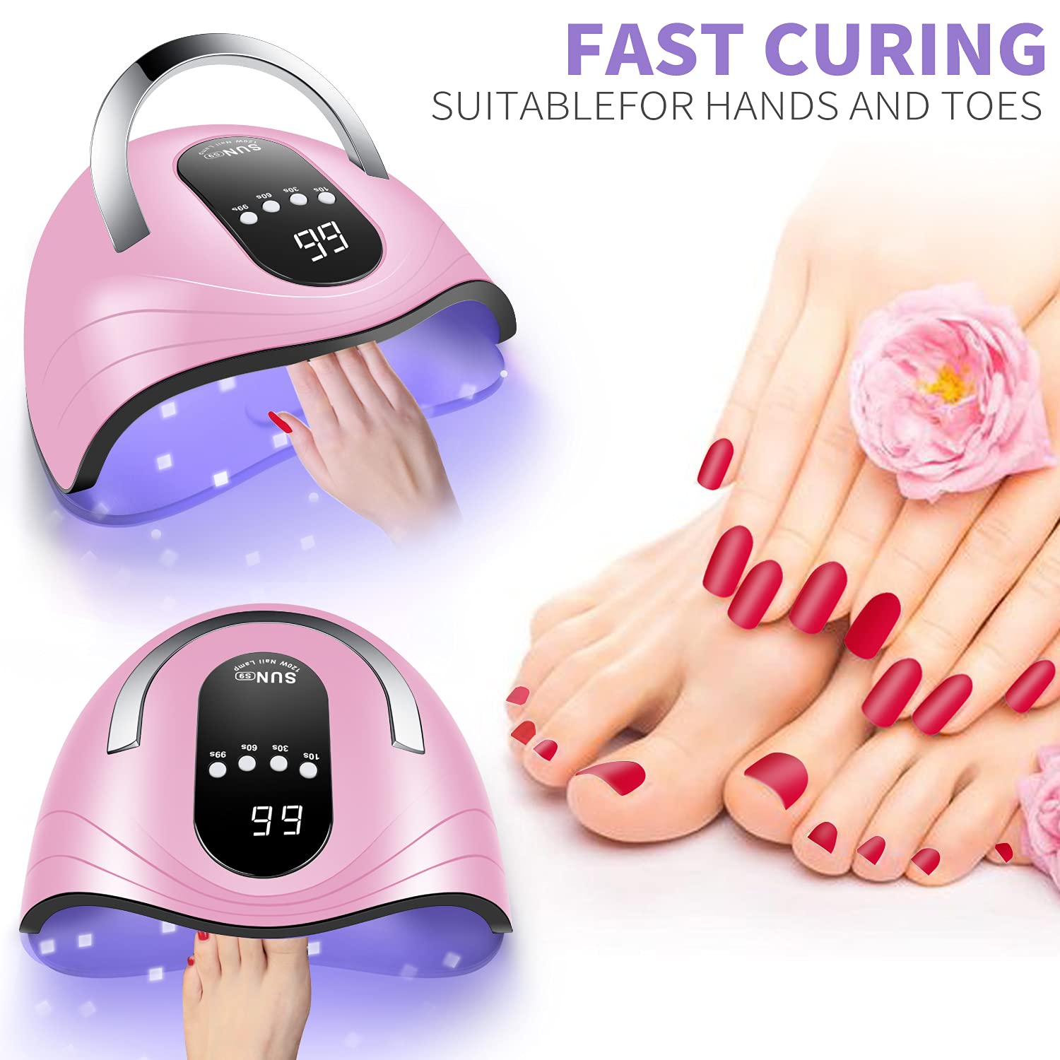 Sunrich UV Gel Nail Lamp pink color highlights stylish home salon use