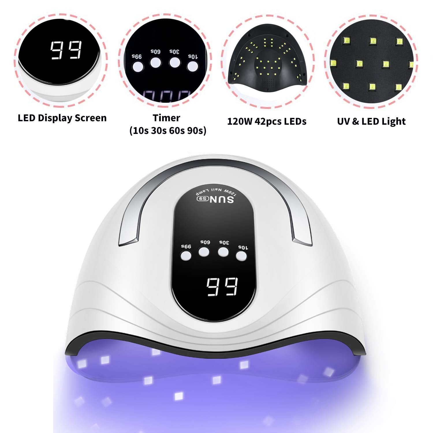 Sunrich UV Gel Nail Lamp four timers for versatile curing