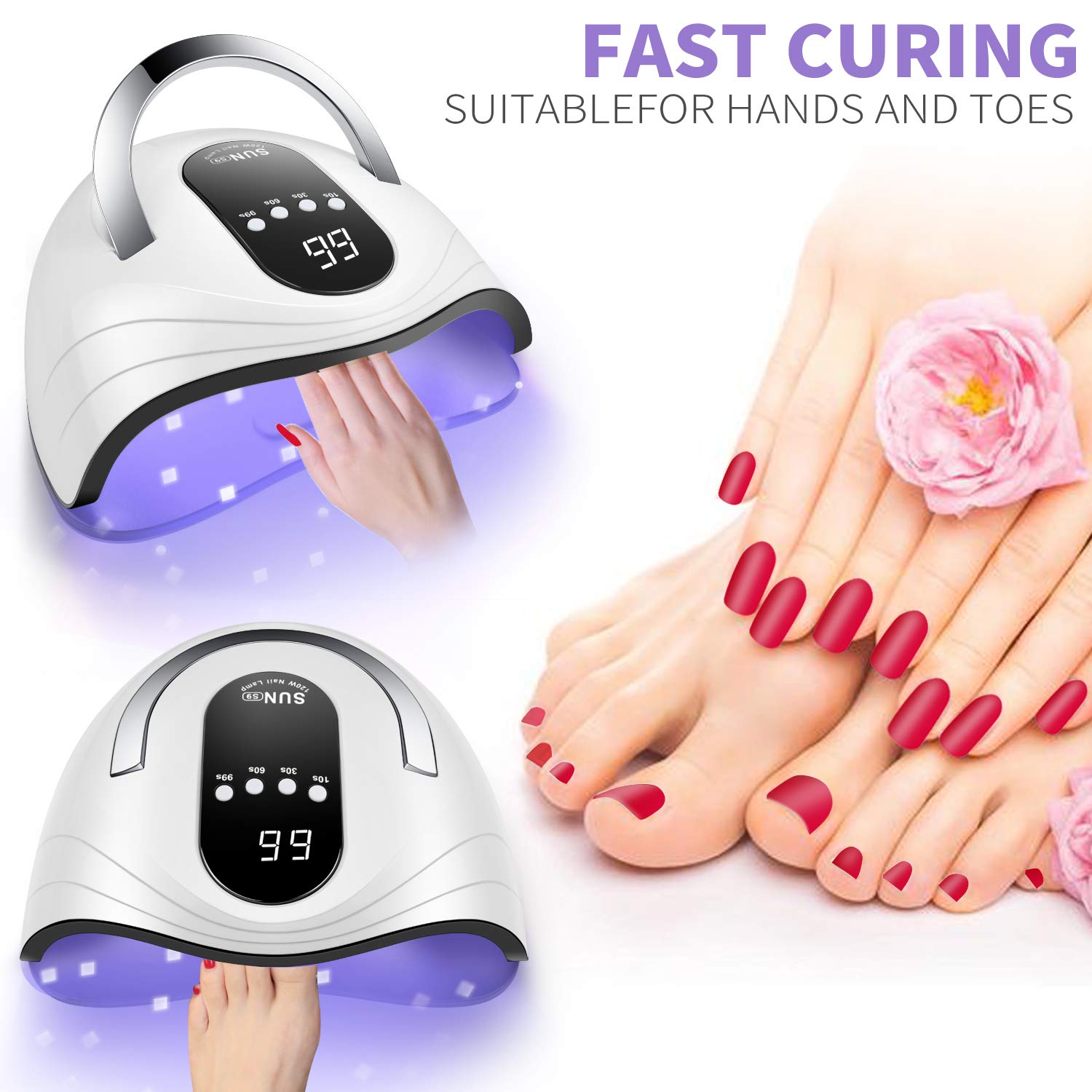 Sunrich UV Gel Nail Lamp wide curing space fits hands or feet
