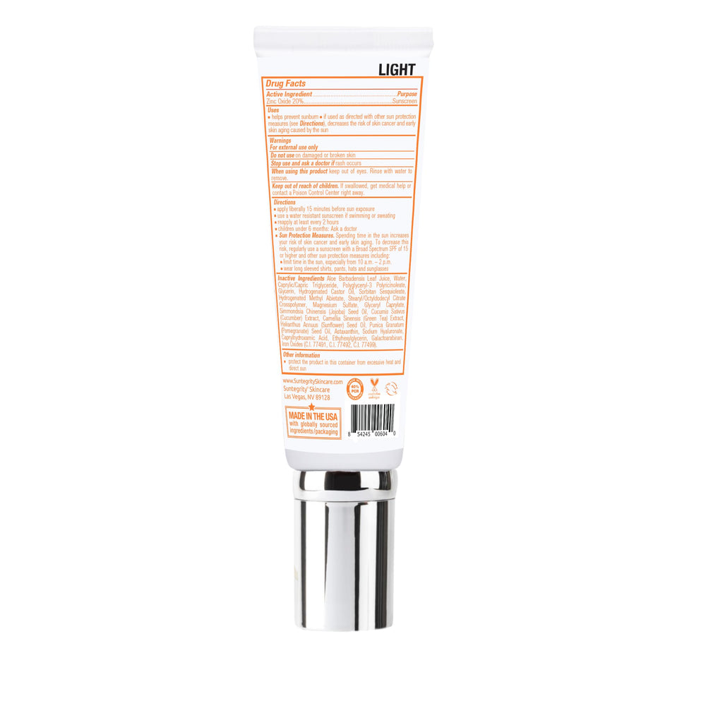 Suntegrity Light shade swatch on skin demonstrating sheer color