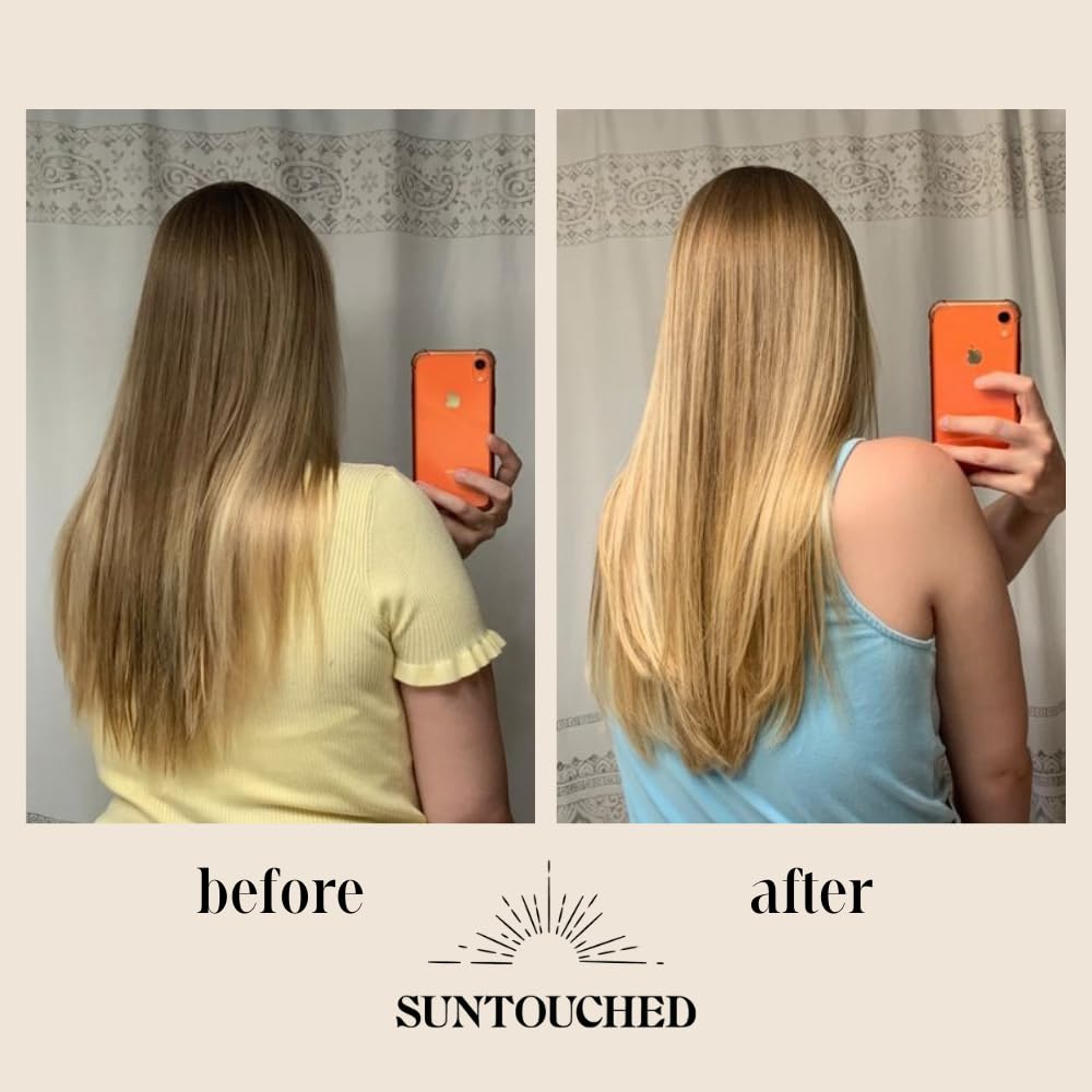 Suntouched Beach Blonde Spray before-after comparison captures subtle luminosity