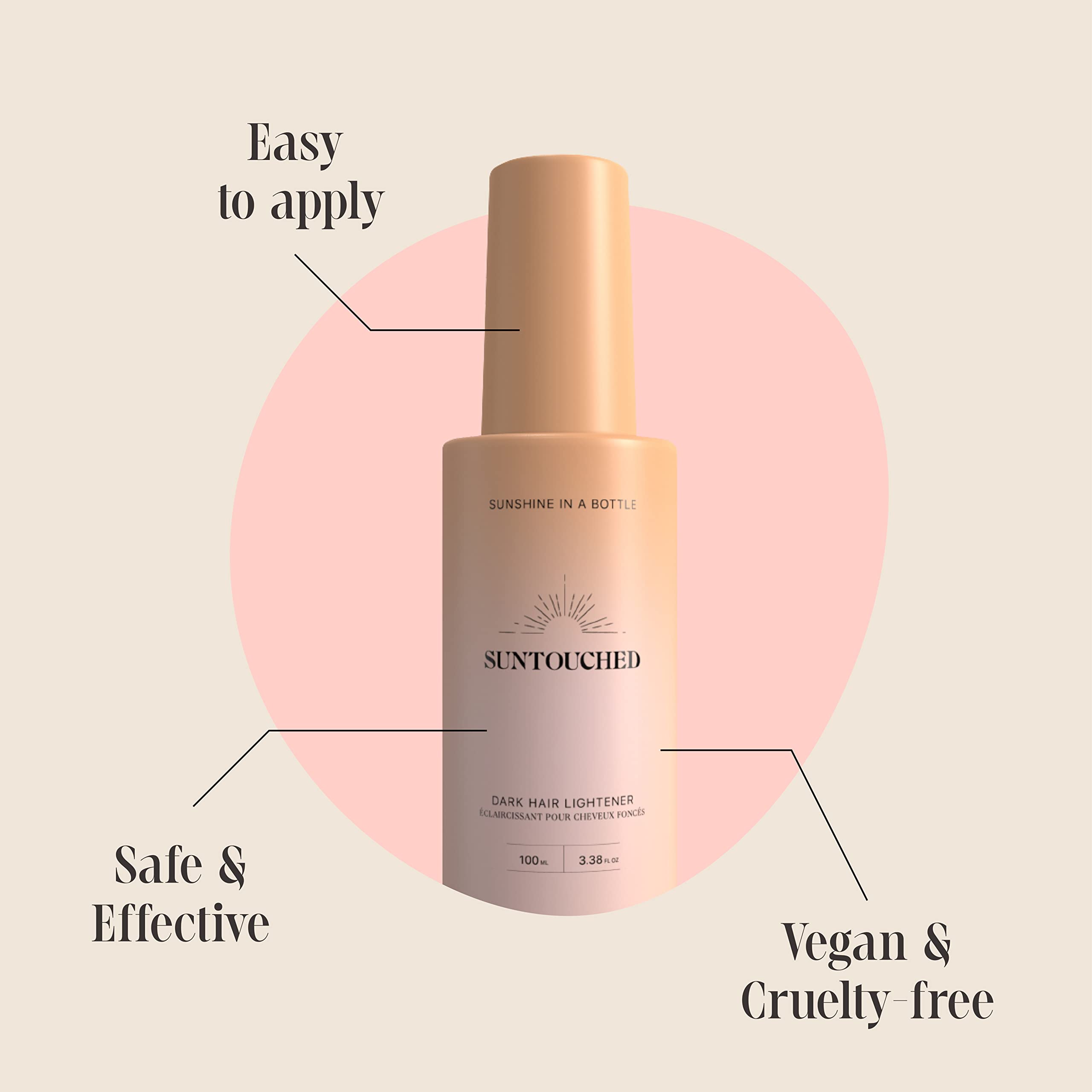 Suntouched Sun Hair Lightener application on hair promotes buildable lightening results.