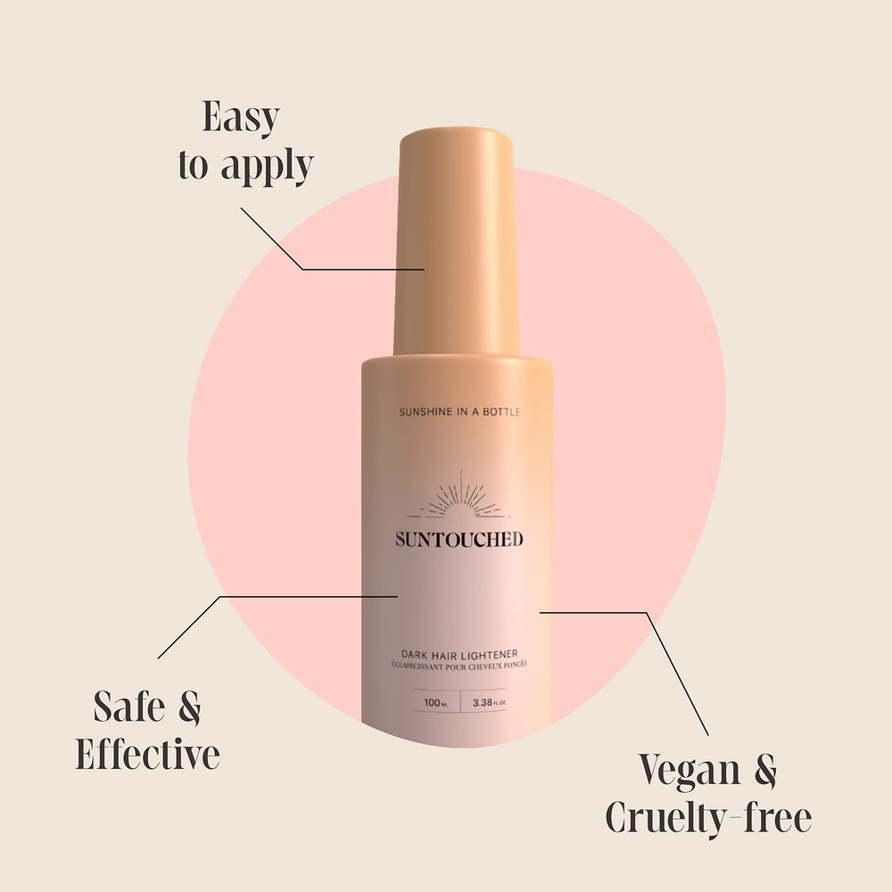 Suntouched Sun Hair Lightener application on hair promotes buildable lightening results.