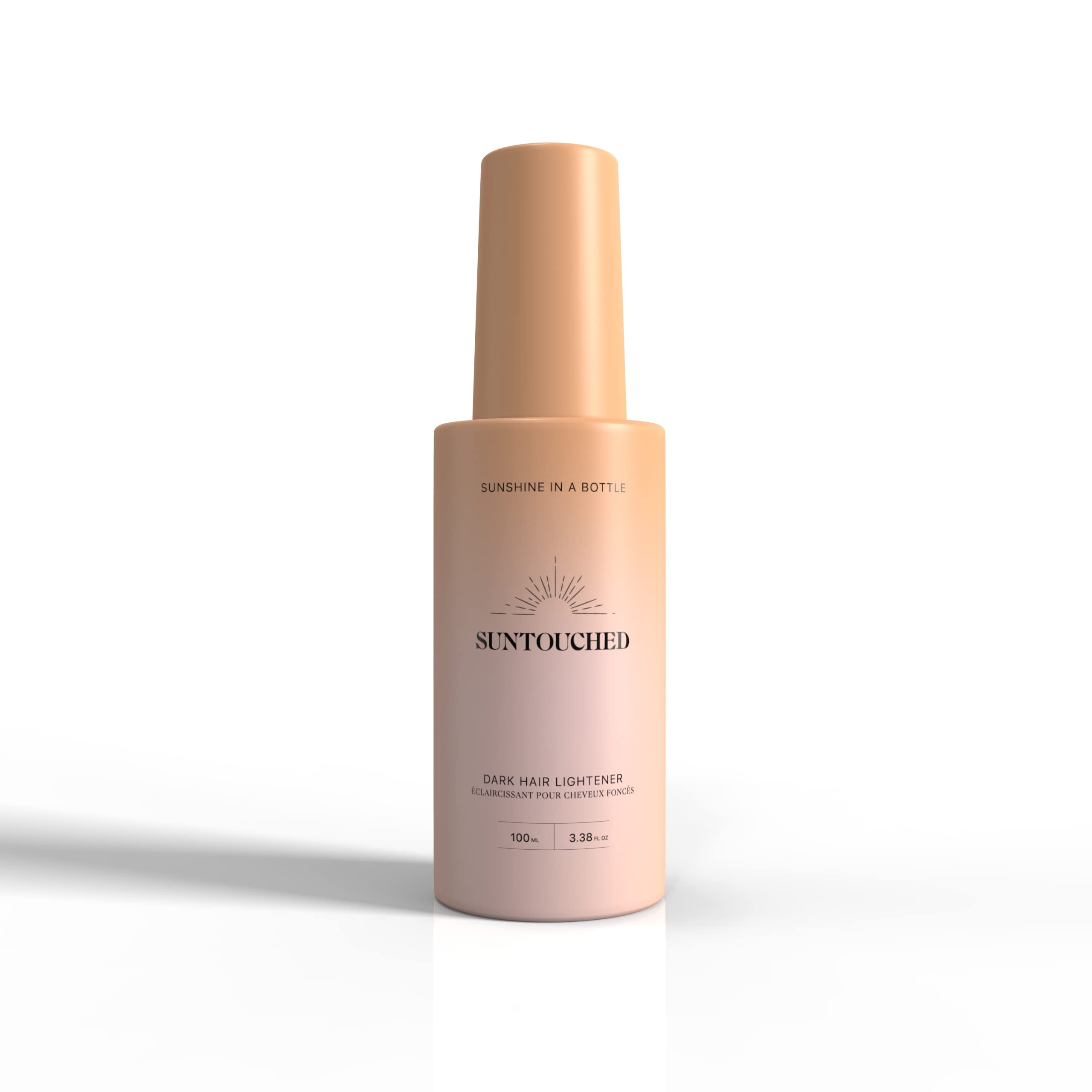 Suntouched Sun Hair Lightener bottle with citrus scent for sun-activated highlights.