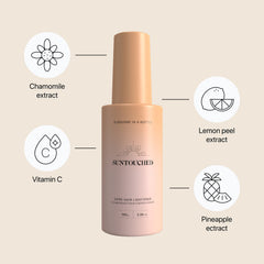 Suntouched Sun Hair Lightener spray shown during application for gradual brunette lightening.