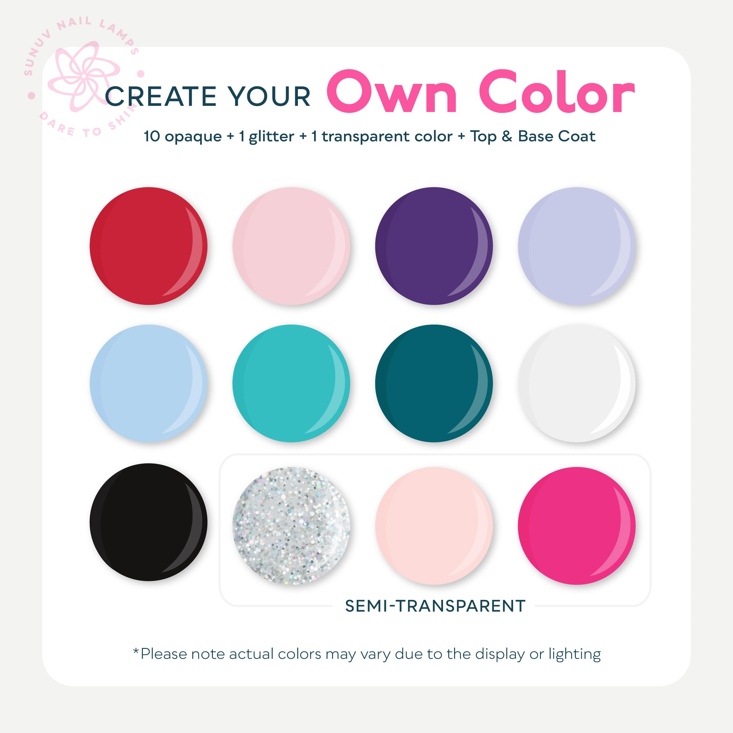 SUNUV gel color palette offering versatile nail art options.