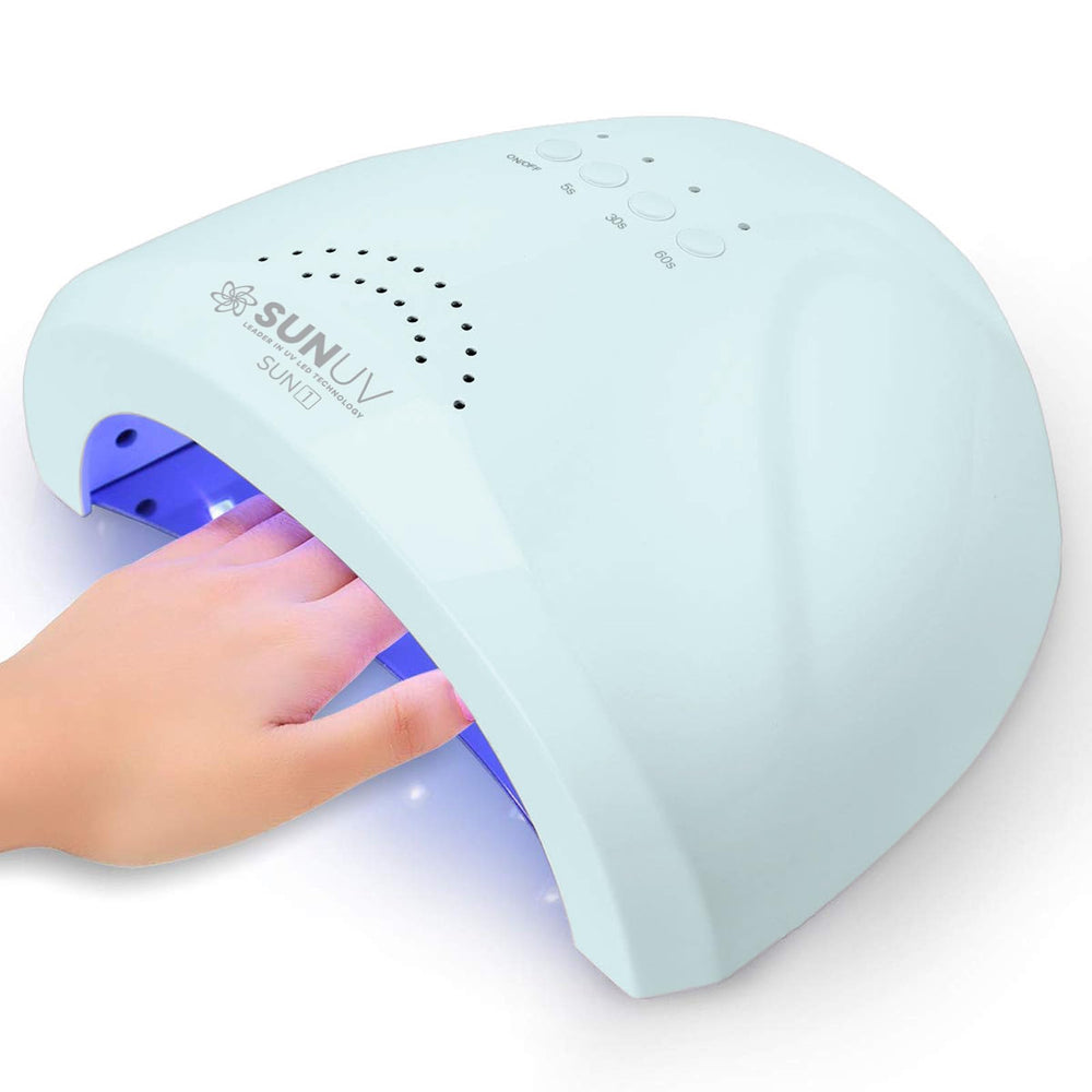 SUNUV nail dryer front view showing SUNone blue design for quick gel curing.