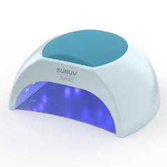 SUNUV SUN2C blue front view shows a compact lamp for fast, even gel curing.