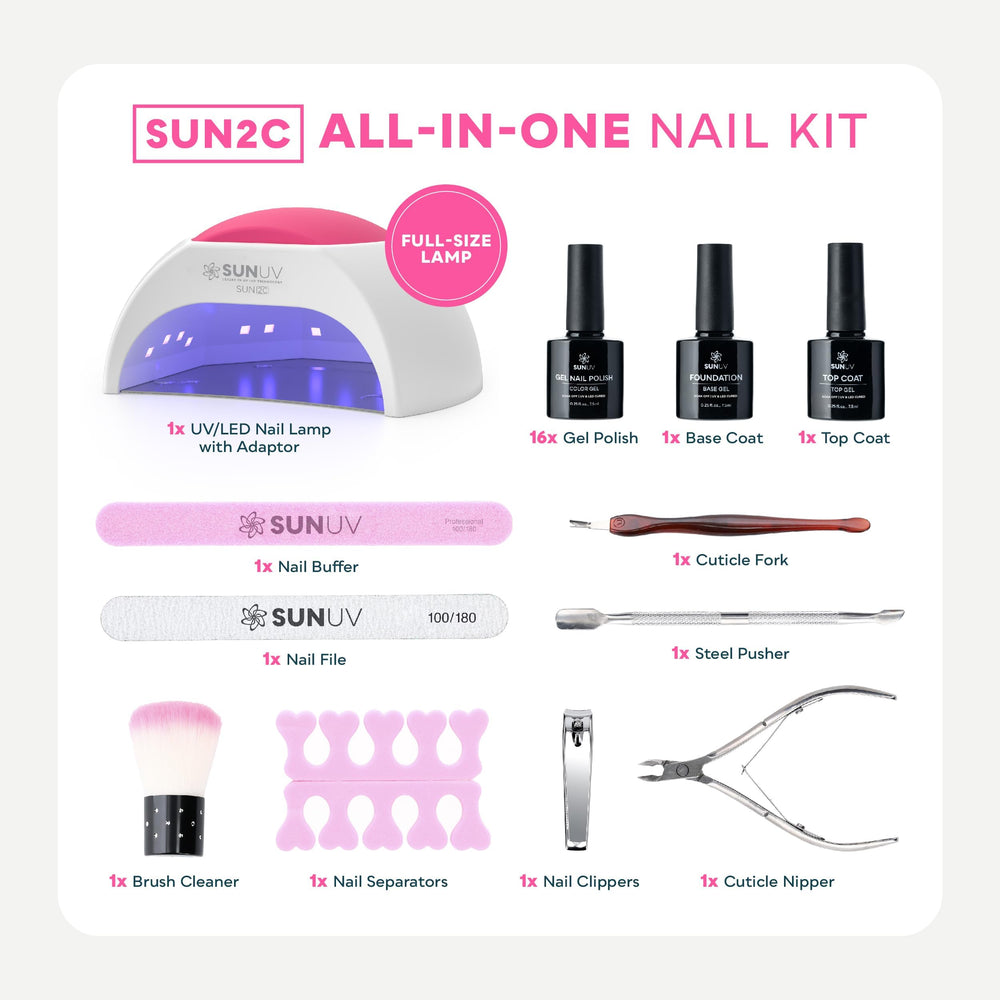 SUNUV SUN2C nail lamp with 33 LEDs for quick, even curing.