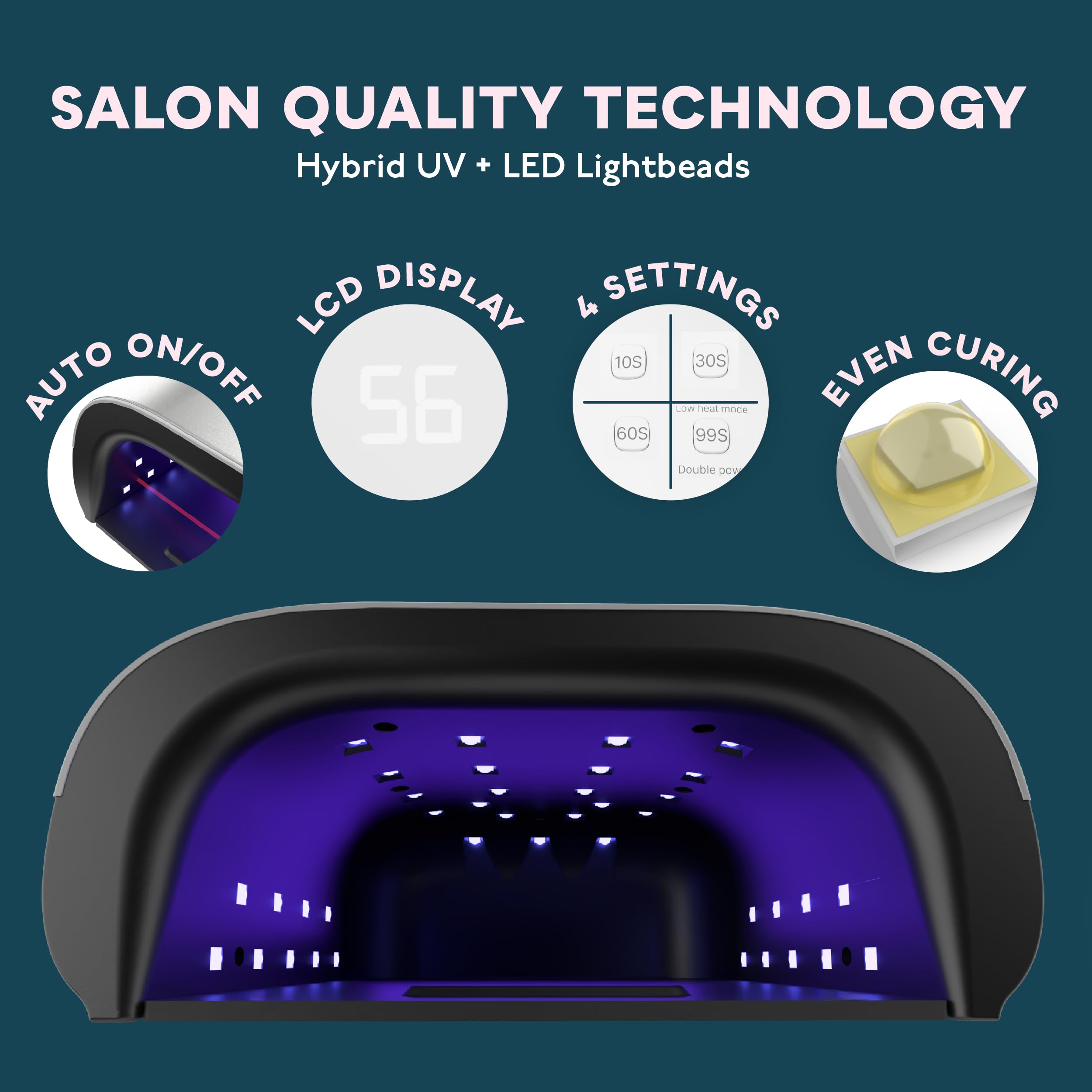 SUNUV SUN3 inside LED beads highlight even curing for professional-looking results