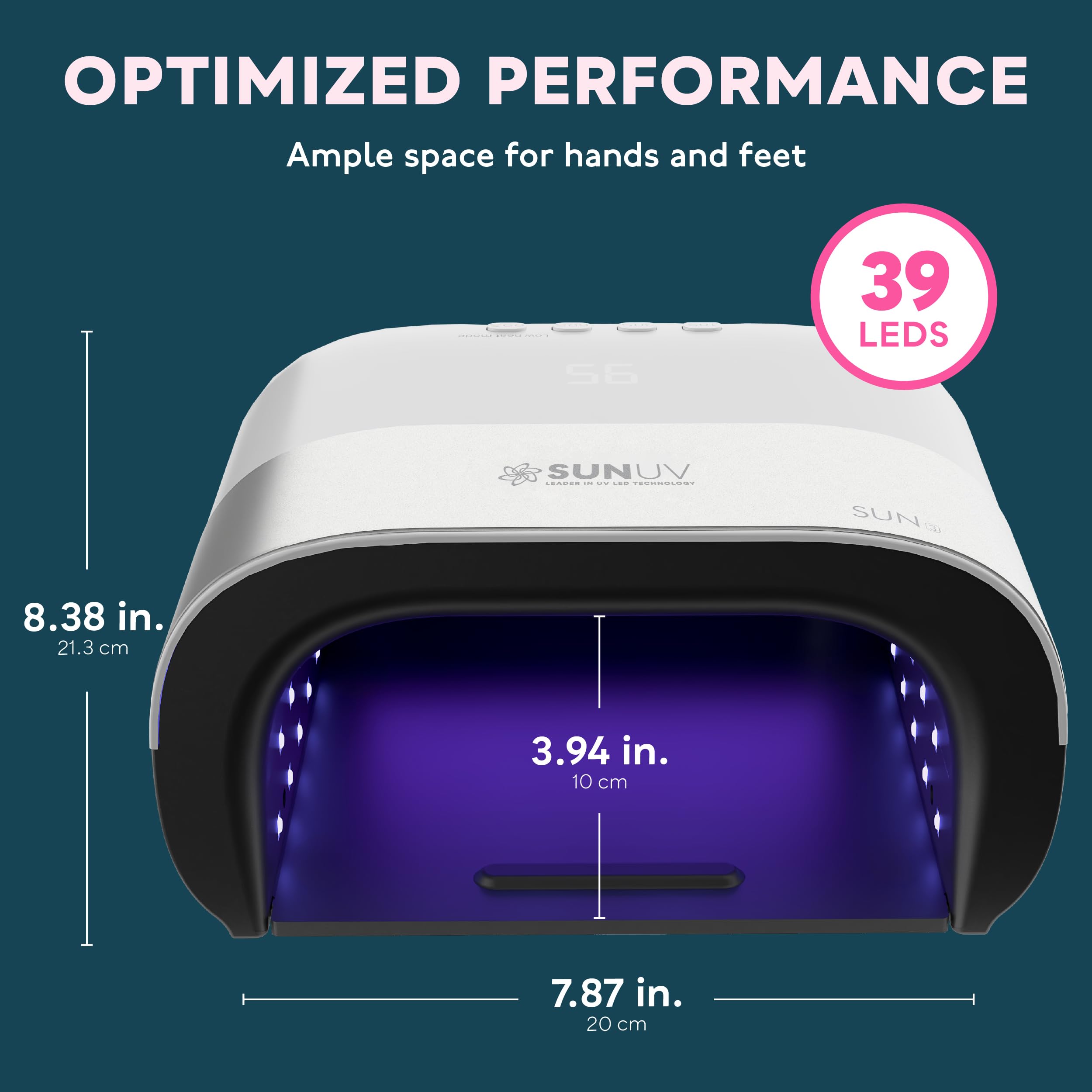 SUNUV SUN3 wide-cure-area accommodates multiple nails for efficient at-home sessions